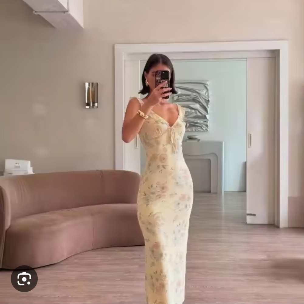 Elegant Floral Cream Dress
